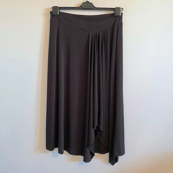 Michael Kors Dresses & Skirts - Michael Kors Black Flowing Asymmetric Hem Midi Skirt with Gathered Ruffle Pleats